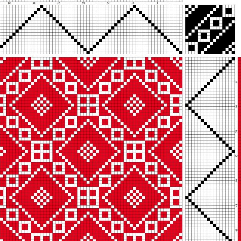 Bird's eye twill on 16 shafts and 16 treadles, reverse repeat threading and treadling.