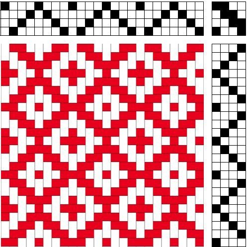 2/2 bird's eye twill, rosepath threading and treadling.