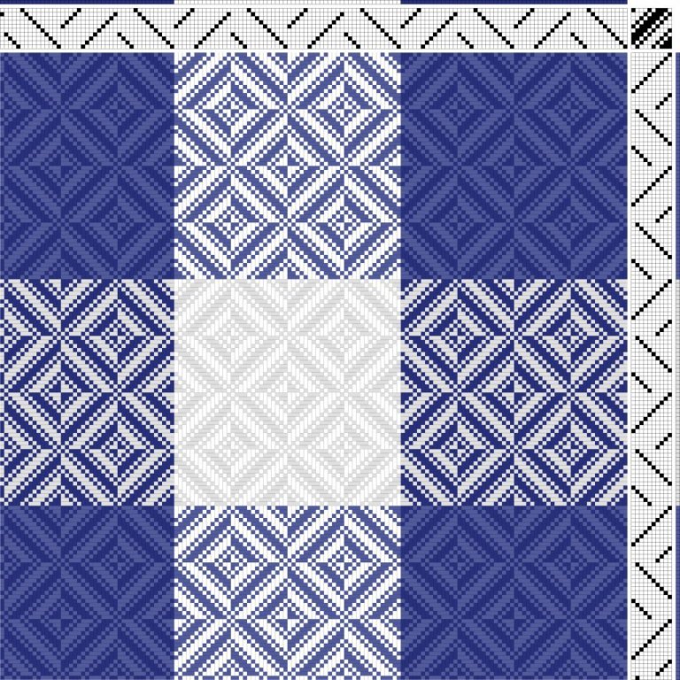 Bird's eye twill on 10 shafts and 10 treadles.