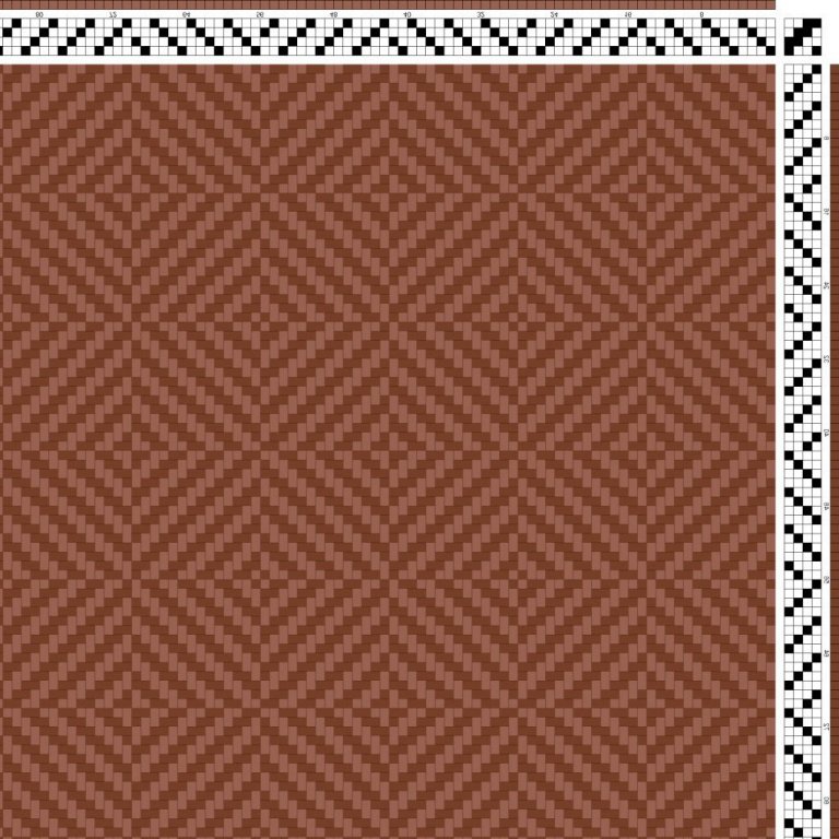 Color draft for broken twill with reverse repeat threading and treadling.