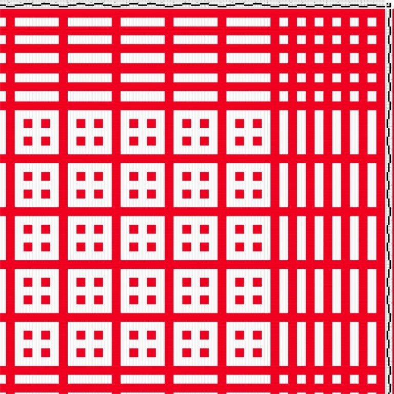 Profile draft for block-reversed broken twill in a tablecloth.