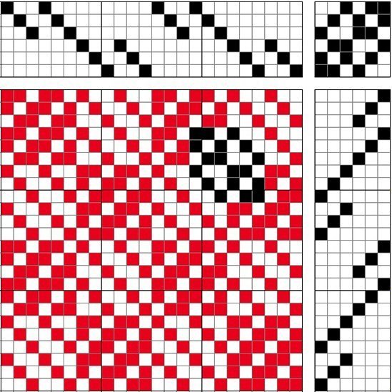 Block-reversed twill on 6 shafts and 6 treadles.
