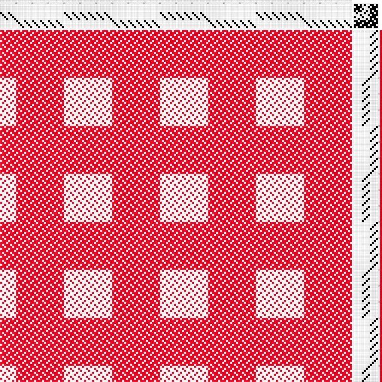 Draft for block-reversed broken twill on 12 shafts and 12 treadles.