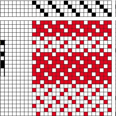 Profile draft and draft for horizontally striped block-reversed twill on 4 shafts and 8 treadles.
