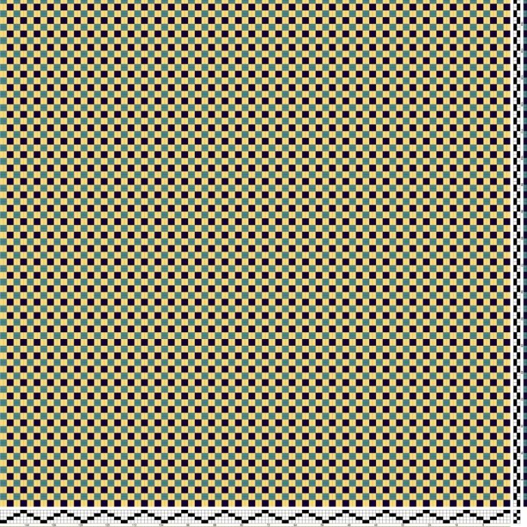 Jafi með oddainndrætti, uppistaðan er einlit en ívafið í tveim litum