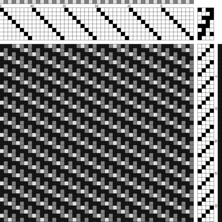 Color draft for warp-faced double weave. The fabric is strengthened by the warp threads.