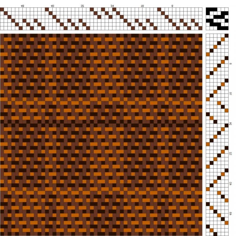 Color draft for patterned double weave on 6 shafts and 6 treadles. Beautiful structure for rugs.