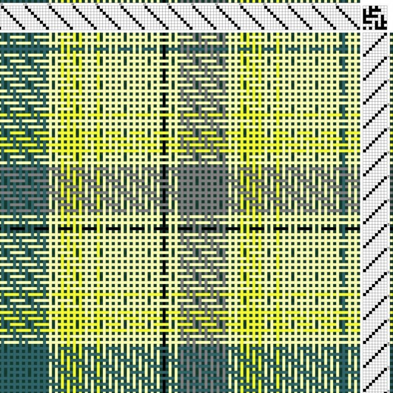 Color draft for double weave on 8 shafts and 8 treadles.