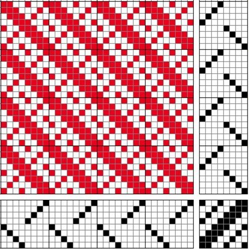 Vaðmál á átta sköft og skammel með rofnum inndrætti