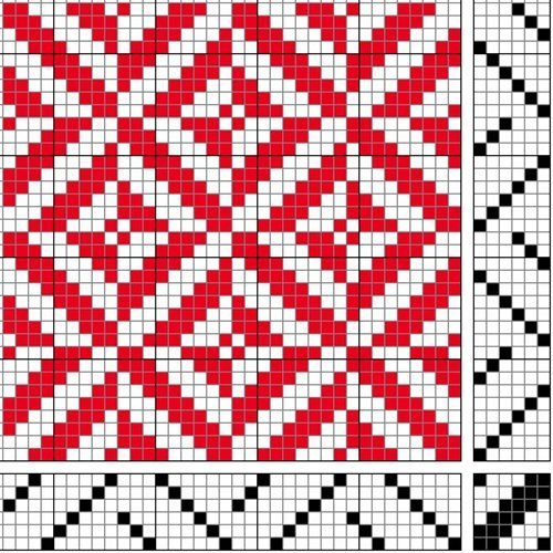 Vaðmál á sex sköft og skammel, rofinn inndráttur