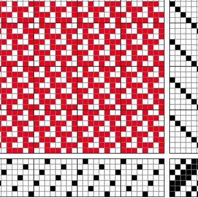 Vaðmál á sjö sköft og sjö skammel með stökkinndrætti og beint stig