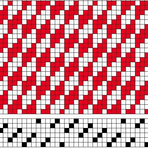 Vaðmál 3/3 á sex sköft og sex skammel með rofnum inndrætti og beinu stigi