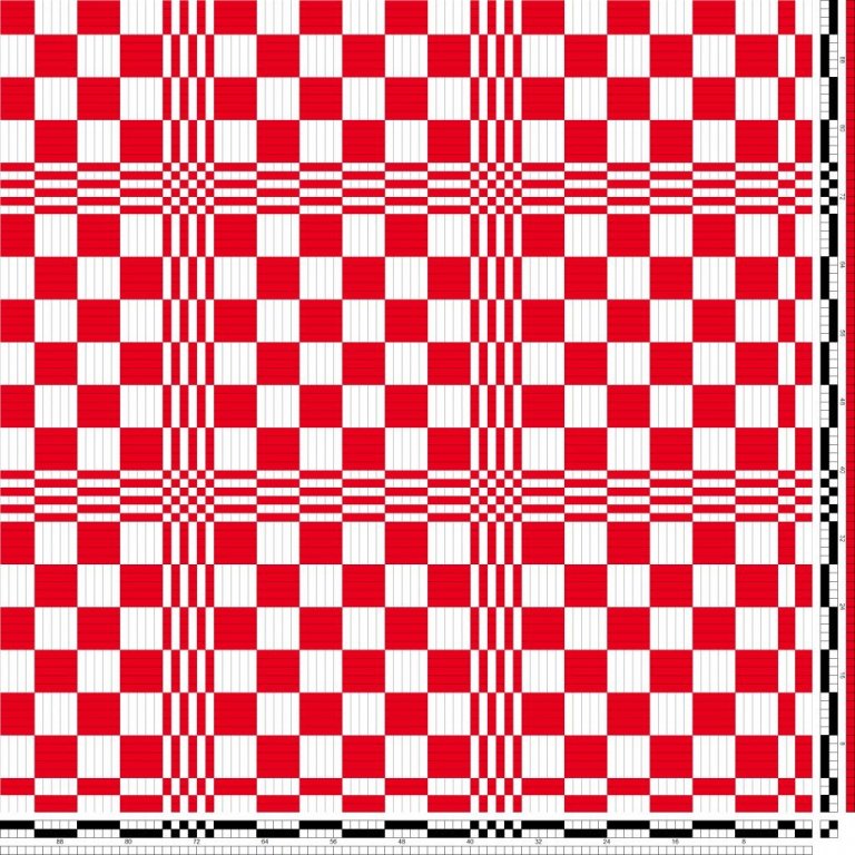 Kaflamunstur fyrir salún eða annan vefnað, tvíkaflamunstur