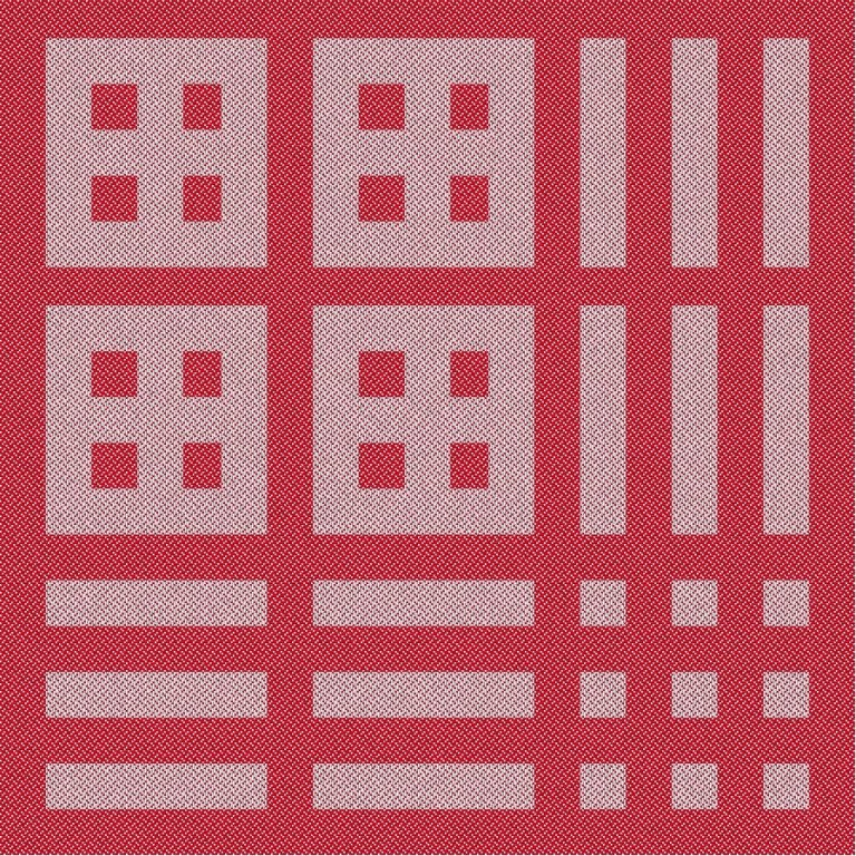 Heildarmynd af kaflaskiptu, víxluðu vaðmáli - partur af dúk