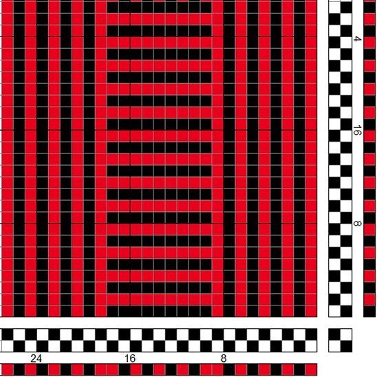 Litaflétta í einskeftu - lárétt og lóðrétt til skiptis, langsum