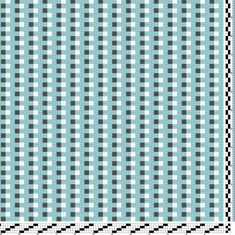 Litaflétta í einskeftu með þrem litum í uppistöðu en einlitu ívafi