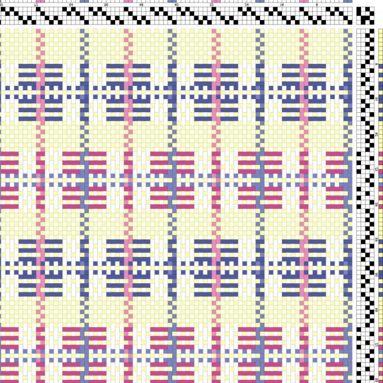 Color draft for apparel fabric woven in monk's belt.