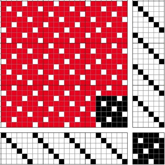 Ormeldúkur á sex sköft og sex skammel, bandormeldúkur