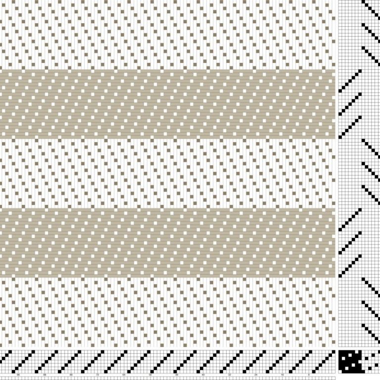 Þverröndóttur og kaflaskiptur ormeldúkur á sjö sköft og 14 skammel