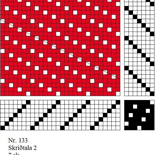 Bandormeldúkur á sjö sköft og sjö skammel, skriðtala 2