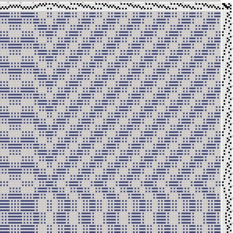 Color draft for daldrall (overshot) on 4 shafts and 6 treadles.