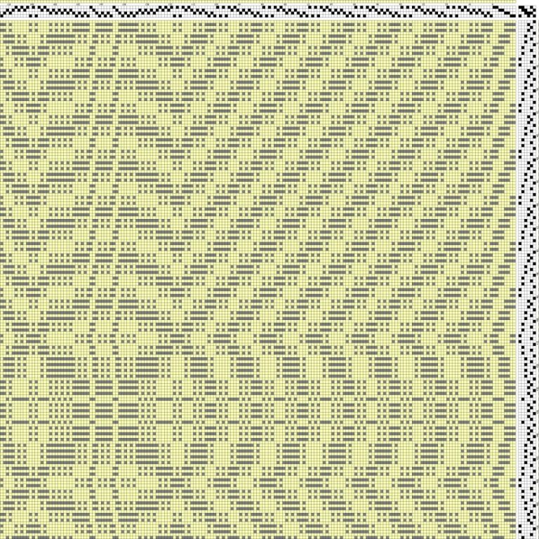 Color draft for overshot on 4 shafts and 6 treadles.