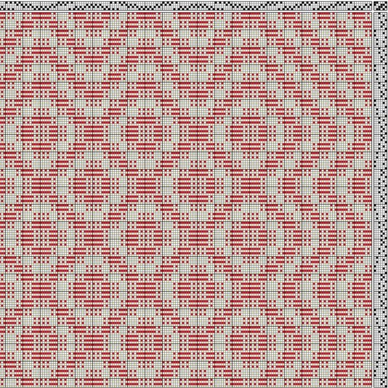 Draft for daldrall (overshot) on 4 shafts and 6 treadles.