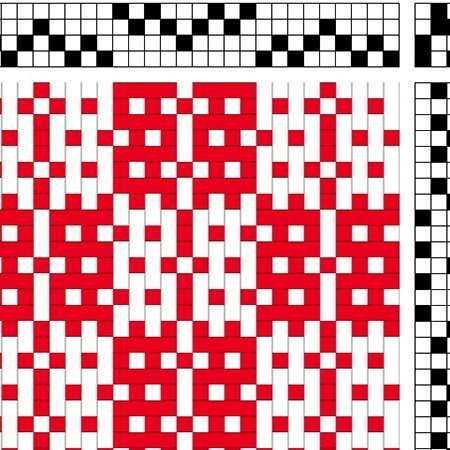 Example of a draft for halvdrall (overshot) where the binding threads are omitted.