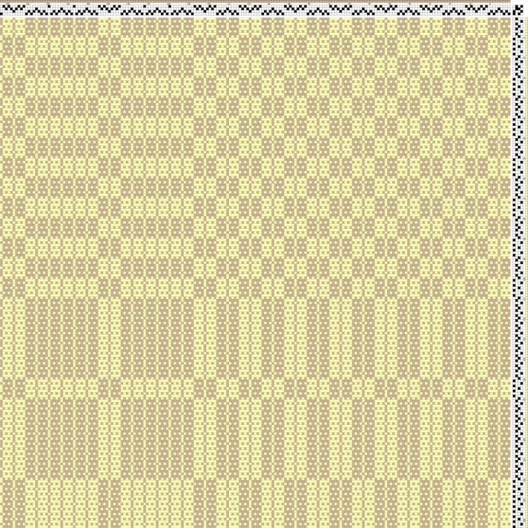 Color draft for halvdrall (overshot) on 4 shafts and 4 treadles.