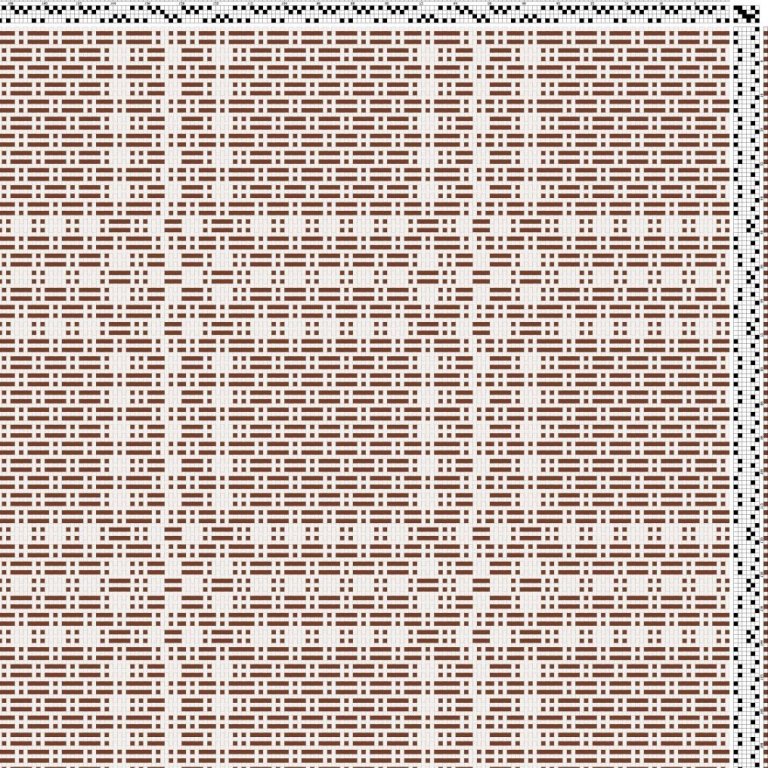 Color draft for daldrall (overshot) on 4 shafts and 6 treadles.