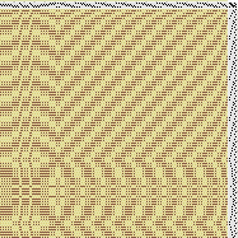 Color draft for daldrall (overshot) on 4 shafts and 6 treadles.