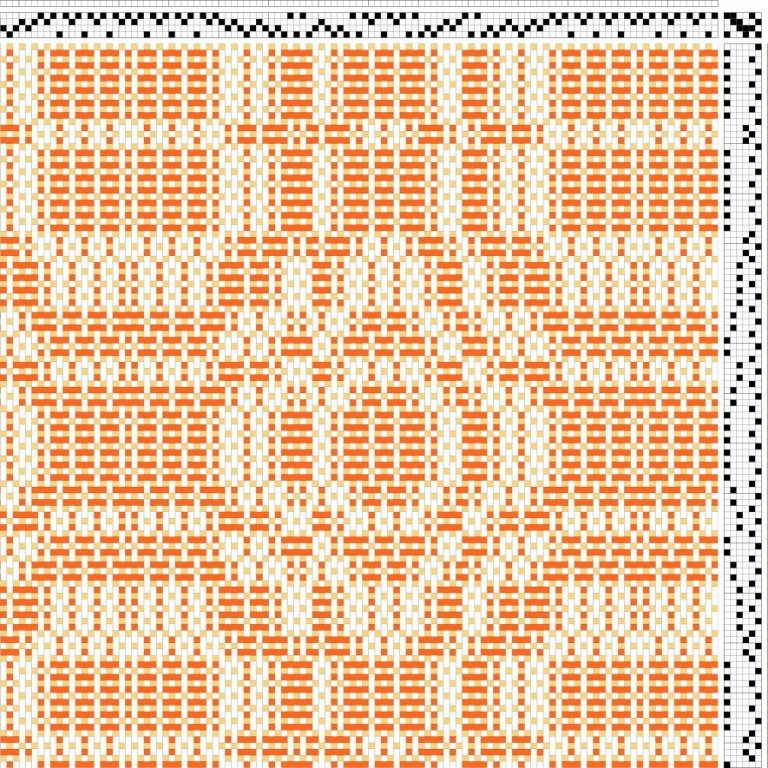 Color draft for overshot on 4 shafts and 6 treadles, without edge.