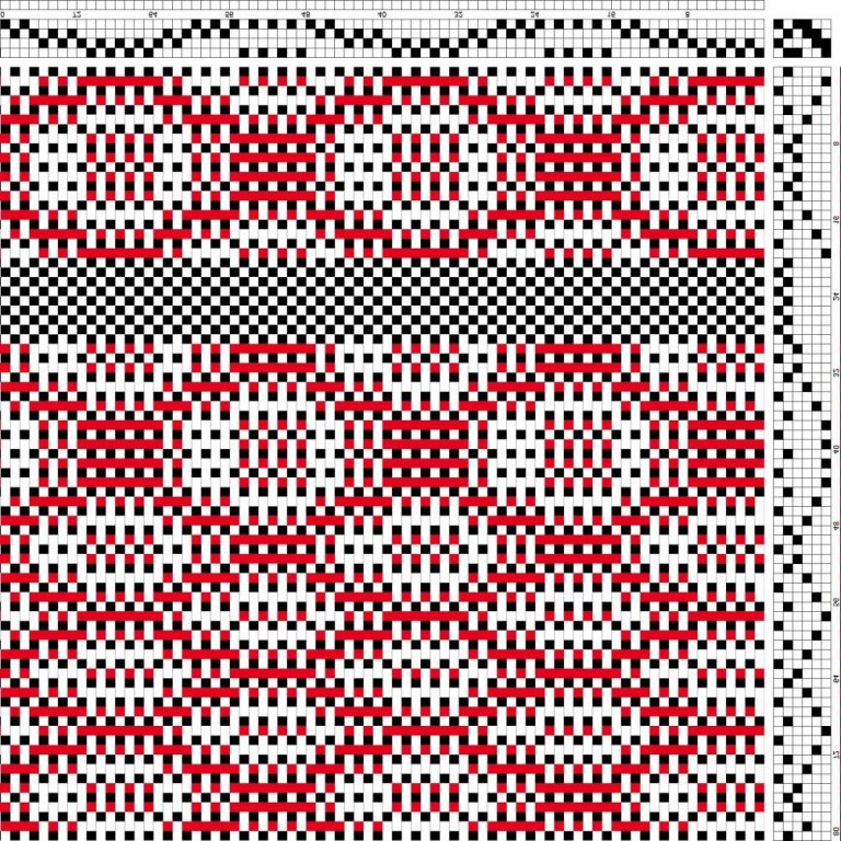 Draft for daldrall (overshot) on 4 shafts and 6 treadles.