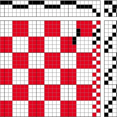 Basic draft for 4/4 basket weave with tabby.
