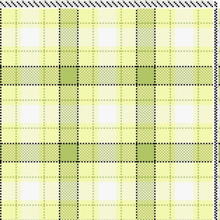 Color draft for a plain weave cotton tablecloth.