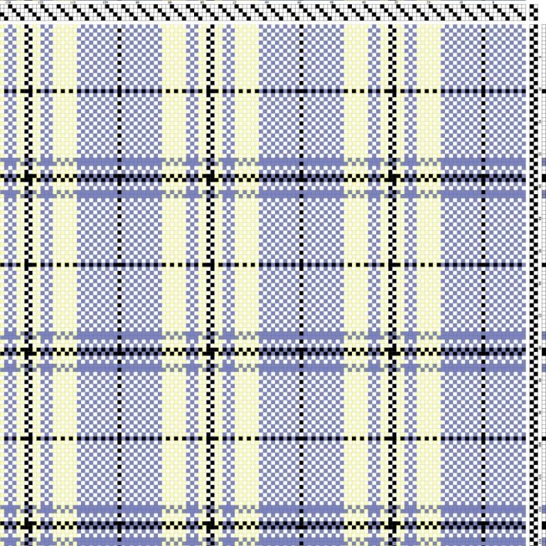 Color draft for a plain weave cotton tablecloth.