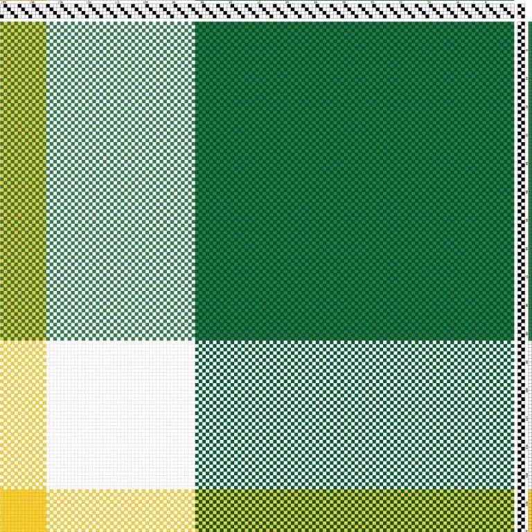 Color draft for a plain weave cotton/linen (cottonlin) tablecloth.