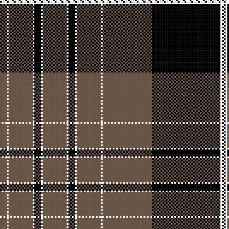 Color draft for checked plain weave curtain fabric.