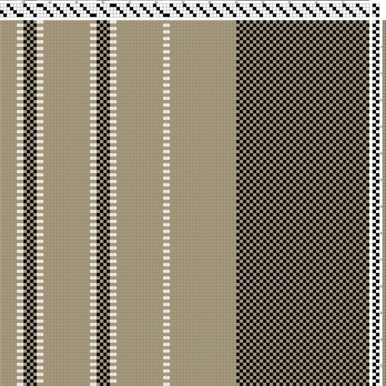 Color draft for plain weave curtain fabric.