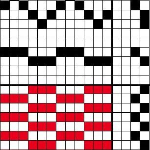 Basic draft for 3/3 weft-faced weave.