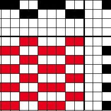 Basic draft for 3/2 weft-faced weave.