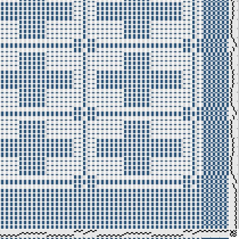 Color draft for warp rip (ripsmatta) on 6 shafts and 6 treadles.