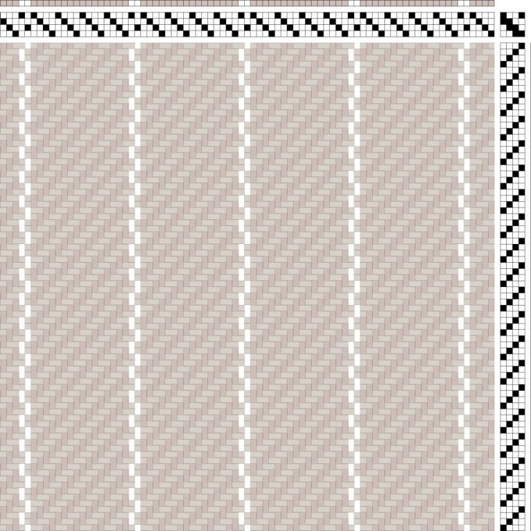 Color draft of twill on 4 shafts and 4 treadles.