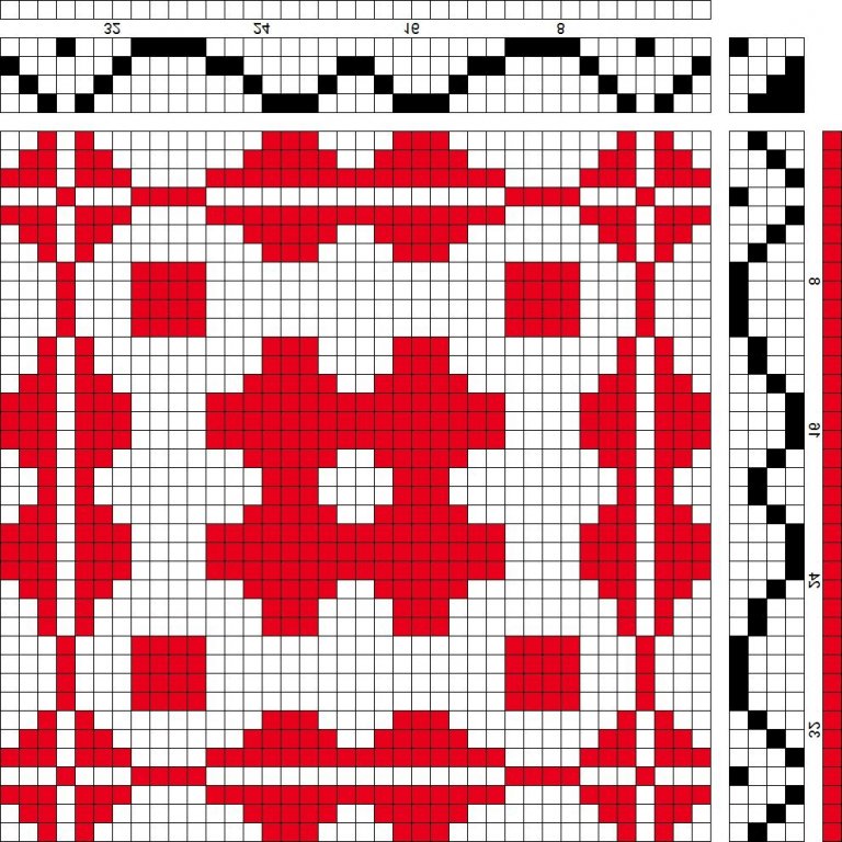 Four-block pattern for damask.