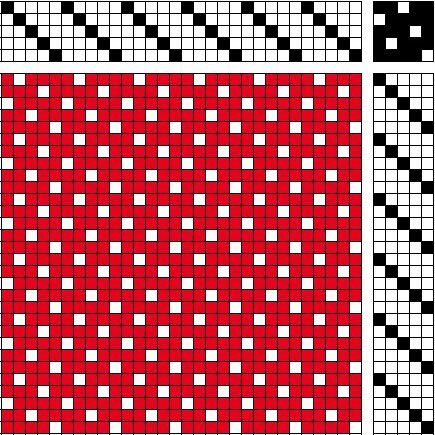 Weft-faced satin on 5 shafts and 5 treadles.