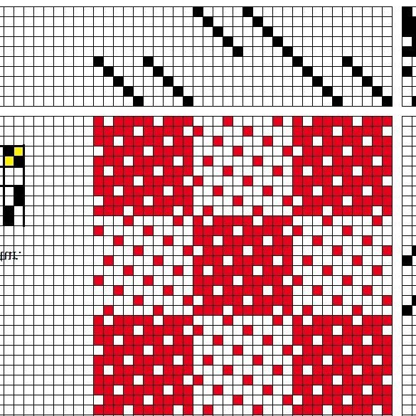 Basic draft for block-reversed satin, woven on 10 shafts and 10 treadles.