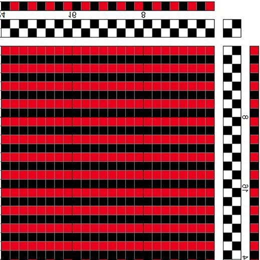 Horizontal shadow weave in tabby.