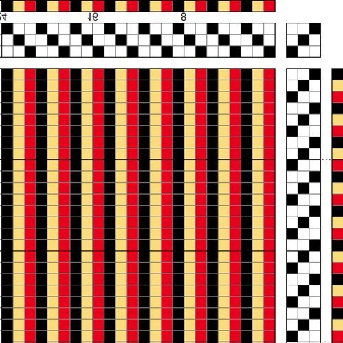 Shadow weave in tabby using 3 alternating colors on 3 shafts and 3 treadles.