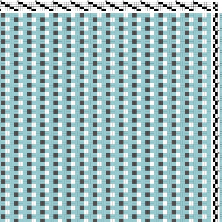 Shadow weave in tabby using 3 colors in the warp and 1 color in the weft.