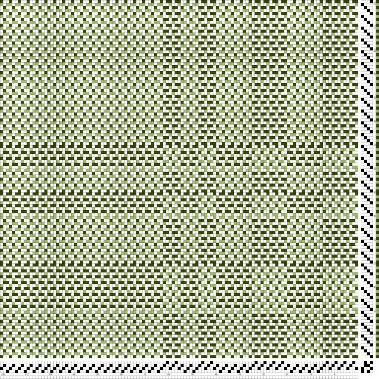 Kaflaskipt, tvöföld binding á fjögur sköft og fjögur skammel, einskefta og tvö vaðmálsskammel